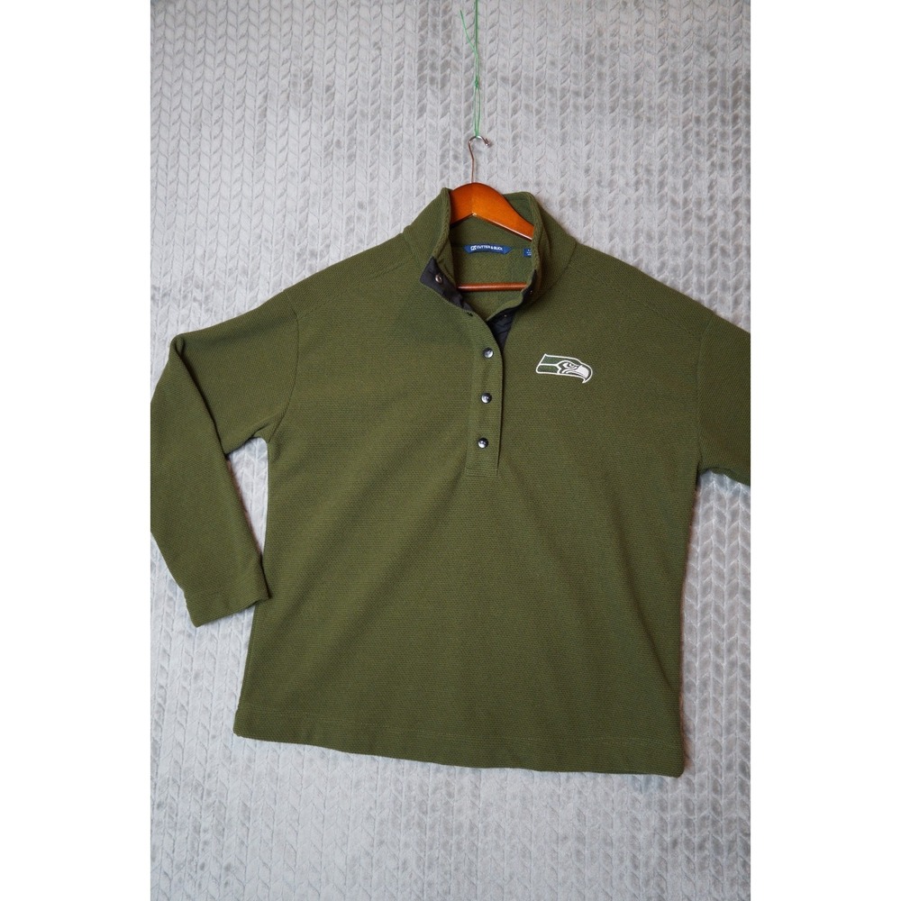 Cutter & Buck Seattle Seahawks Half-Snap Pullover Women's Large Olive‎ Green